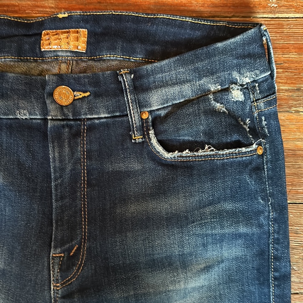 MOTHER Women Jeans Skinny Dark Blue Denim - Picture 2 of 7